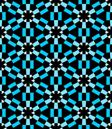 Geometric Asterisk and Hexagon Seamless Pattern - Shades of Blue with Blackのイラスト素材