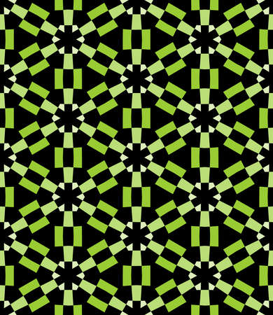 Geometric Asterisk and Hexagon Seamless Pattern - Shades of Green with Blackのイラスト素材