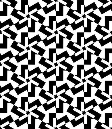 Geometric Asterisk Pinwheel Seamless Pattern - White and Blackのイラスト素材