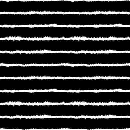 Abstract Shibori Style Horizontal Stripe Seamless Pattern (4 Tiles) - White and Blackのイラスト素材