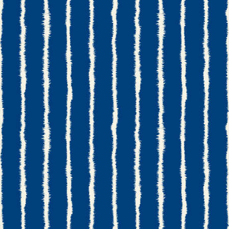 Abstract Shibori Style Horizontal Stripe Seamless Pattern (4 Tiles) - Off White on Blue (indigo dye Style)のイラスト素材
