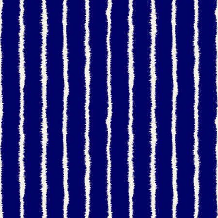Abstract Shibori Style Horizontal Stripe Seamless Pattern (4 Tiles) - Off White on Deep Navy Blue (indigo dye Style)のイラスト素材
