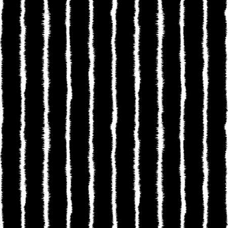 Abstract Shibori Style Horizontal Stripe Seamless Pattern (4 Tiles) - White on Blackのイラスト素材