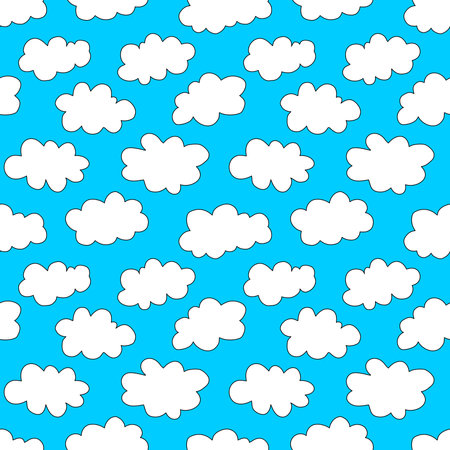 Cartoon Fluffy Clouds - Seamless Vector Pattern (4 Tiles)のイラスト素材