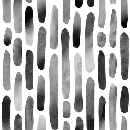 Watercolour Brush Strokes Seamless Pattern - Black and Whiteの写真素材