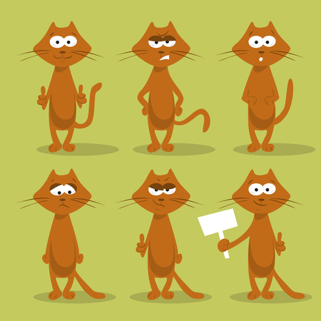 set of cats with emotionsのイラスト素材