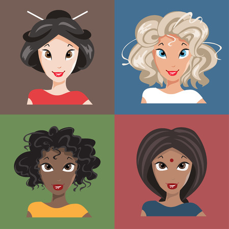 Women in different nationalitiesのイラスト素材