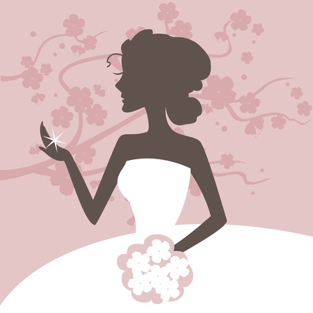 beautiful bride admires for an engagement ringのイラスト素材