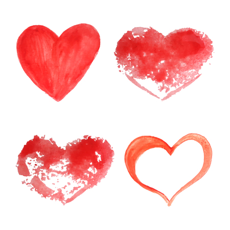 A collection of watercolors hearts for designのイラスト素材