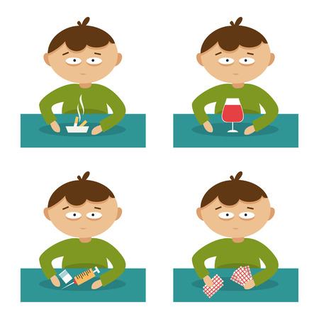 Set of vector illustration on the theme of bad habitsのイラスト素材