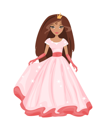 Illustration of a young princess in a pink dressのイラスト素材