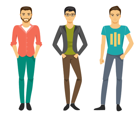 Collection of men in the modern fashion clothingのイラスト素材