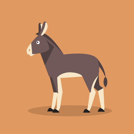 Cartoon home cute donkey. Flat vector illustrationのイラスト素材