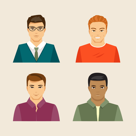 Collection of men of different appearance and nationalityのイラスト素材