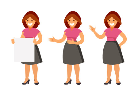 Collection of women advertising product. Presentation and promotion. Vector illustrationのイラスト素材