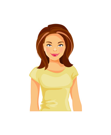 Smiling girl on white background. Vector illustrationのイラスト素材