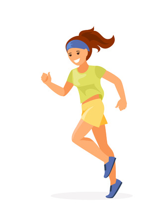 Sporty running girl isolated on white background. Vector illustrationのイラスト素材