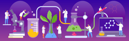 People scientists in the laboratory. Experiments and study. Vector illustrationのイラスト素材