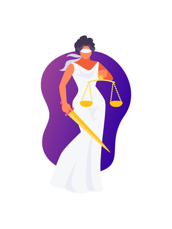 Cartoon goddess of justice Themis. Vector illustrationのイラスト素材
