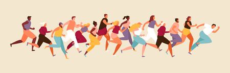 Marathon race is a large group of people of different nationalities.のイラスト素材