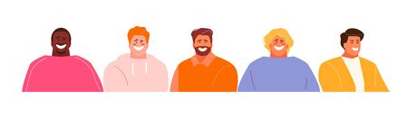 Young modern men set avatars. Vector charactersのイラスト素材