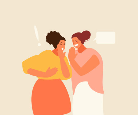 Two female friends gossip. Bullying and rumors vector illustrationのイラスト素材