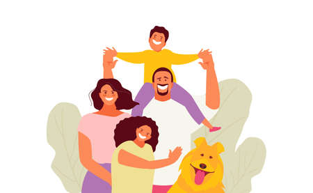 Happy family parents and childrenのイラスト素材