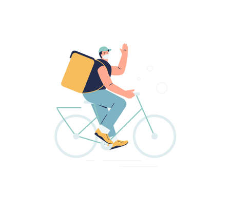 Courier delivering food in the mask vectorのイラスト素材