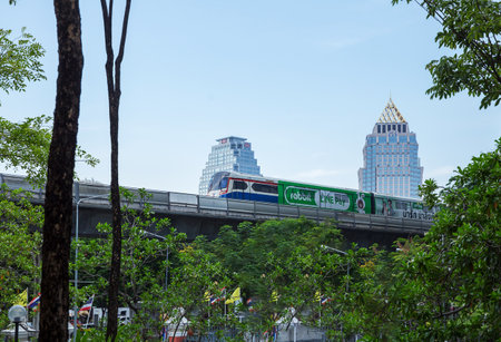 Bangkok, THAILAND - May 18, 2019: The BTS from Sala daeng Station in Bangkok, BTS or Skytrain is...