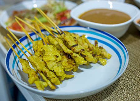 Traditional Thai steak roasted pork, focus selectiveの写真素材