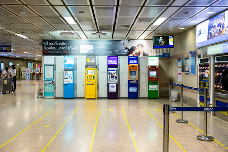 Bangkok, THAILAND - September 1, 2019: Many ATM machine of Bangkok's subway, Sam Yan Station in...