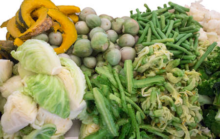 The mix vegetables boiled and green leaf and eating healthy and useful sell in the market