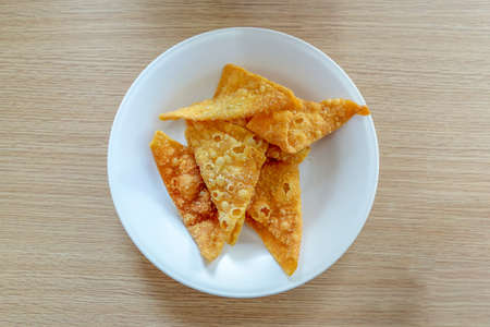 Top view of Thai Fried Wonton, focus selective.