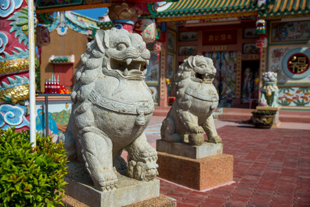 Nakhon Nayok, THAILAND - November 3, 2020: San Chao Pho Ongkharak Tutelary Shrine with sky background, Attraction for tourist at Ongkharak distric, It is one of the most popular in Nakhon Nayok.のeditorial素材