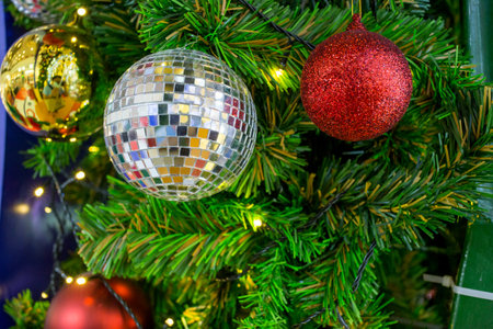 Background hanging christmas decoration, focus selective.