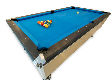 Die cut of Perspective view of Snooker table or pool table on white isolated.