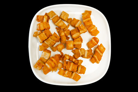 Die cut of Crispy Pork, focus selective.