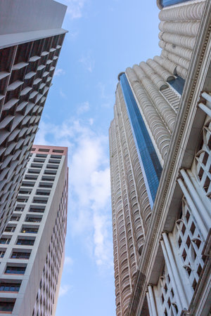 Bird eye view of Building perspective in bangkok