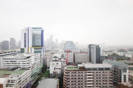 Building and the traffic on expressway in bangkok.の写真素材
