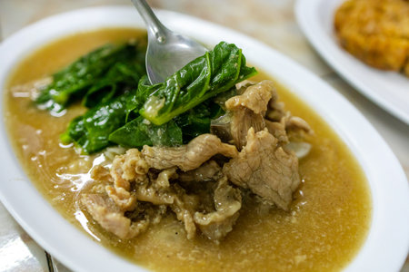 Stir Fried Wide Rice Noodle with Egg in Gravy Sauceの写真素材