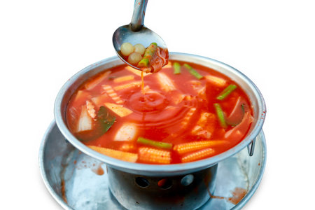 Die cut of Thai Sour Curry with Fish Eggs on white isolated.の写真素材