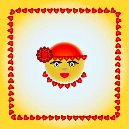 yellow smiley face with a flowerのイラスト素材