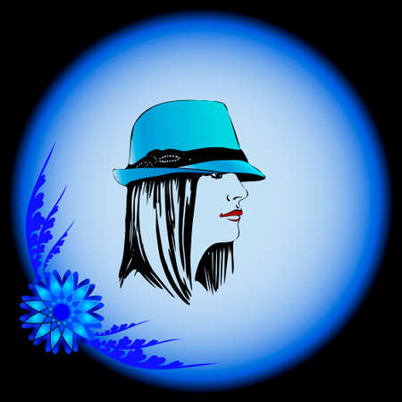  girl in blue hatのイラスト素材