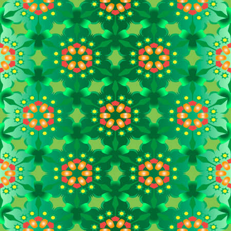 Abstract seamless background with green flowerのイラスト素材