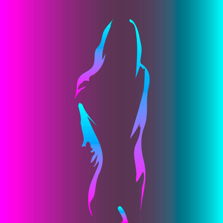 Glowing neon figure of a girl on a colored backgroundのイラスト素材
