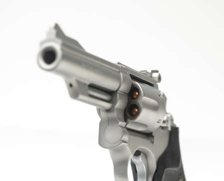 Stainless 357 Magnum Revolver on White Shallow Focusの写真素材