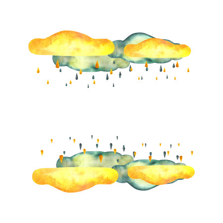 Baby illustration. Watercolor baby set with ducklings, boots umbrella and shipsの写真素材