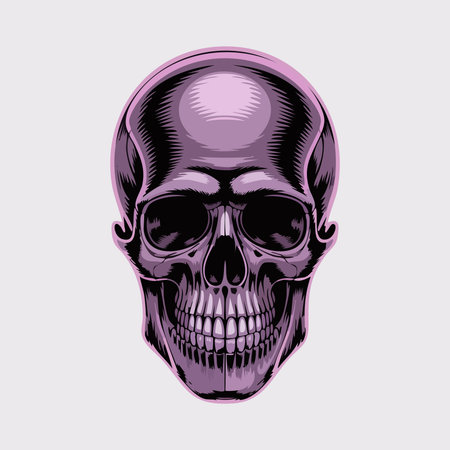 Stylized purple skull detailing with glossy shadingのイラスト素材