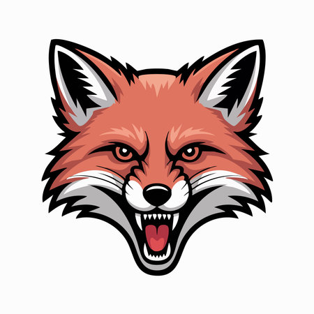 Stylized fox head illustration focusing on the ferocious expression and sharp features