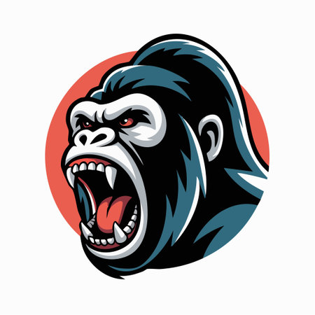 Bold roaring gorilla head mascot illustration design